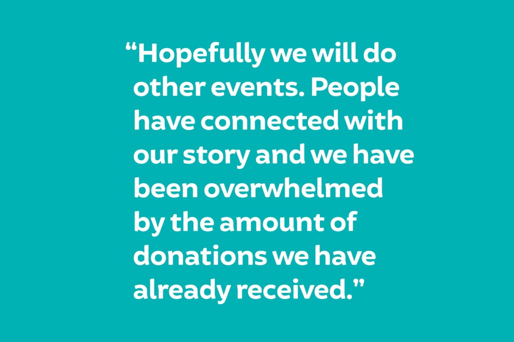 Teal square with white text over the top. The words are: