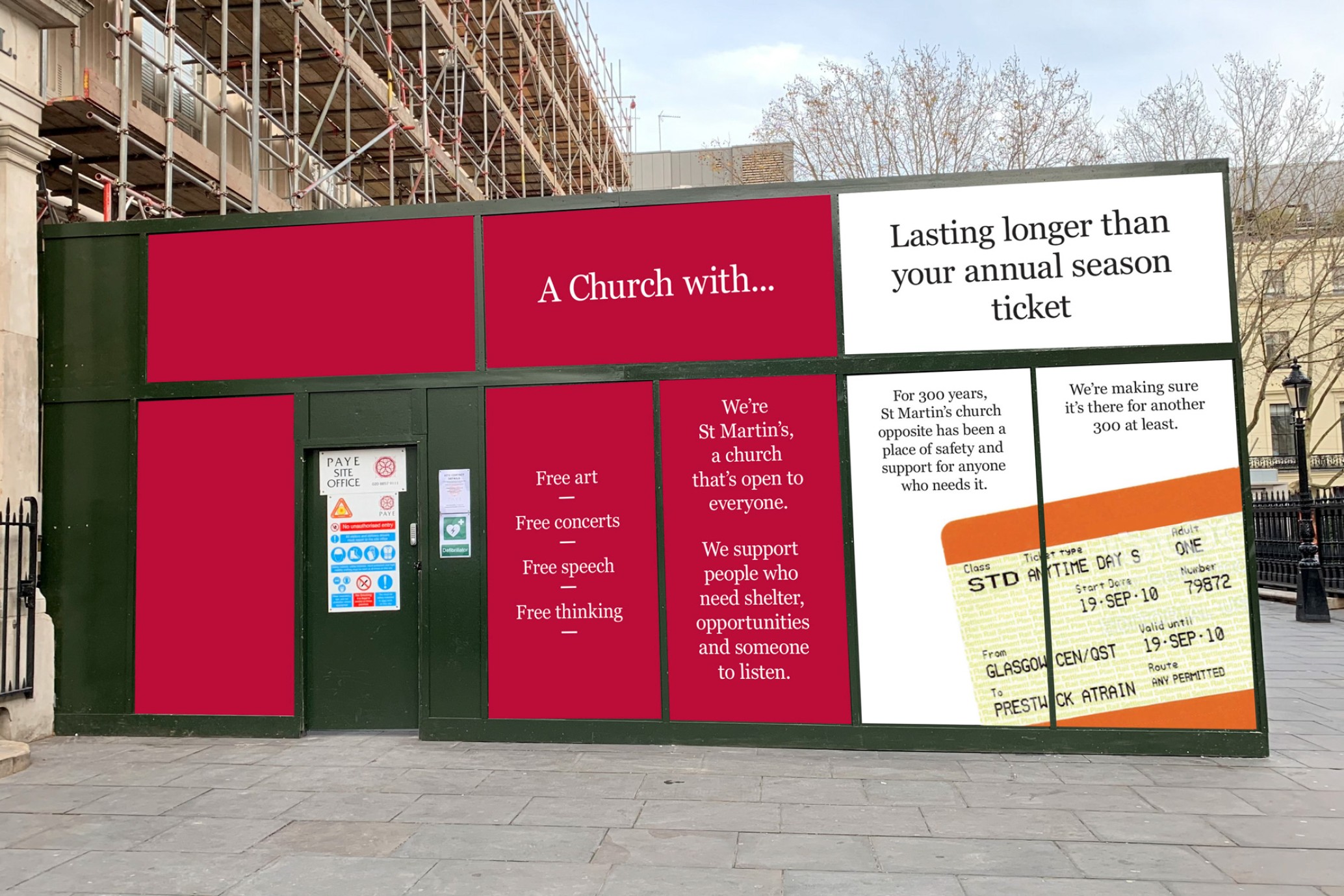 hoarding around church